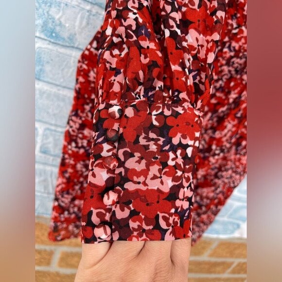 THE KOOPLES FLOWING RED DRESS WITH FLORAL MOTIF SIZE 0 - Picture 6 of 16